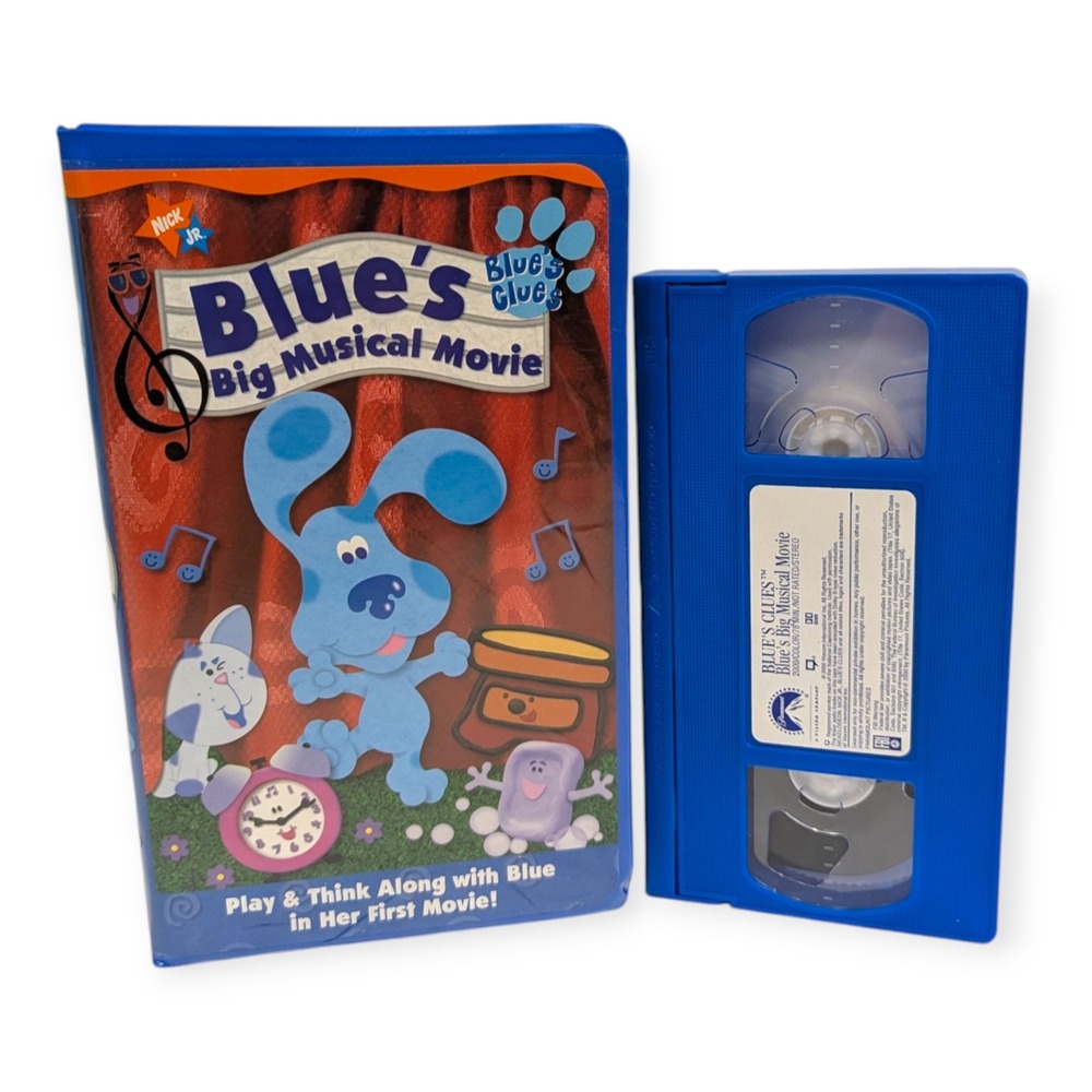 Blues Clues Blues Big Musical Movie VHS Blue Tape Nick Jr Paramount 2000 Steve